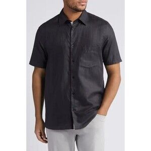Ted Baker Men's Palomas Short Sleeve Cotton Linen Shirt Black  Regular Fit 2